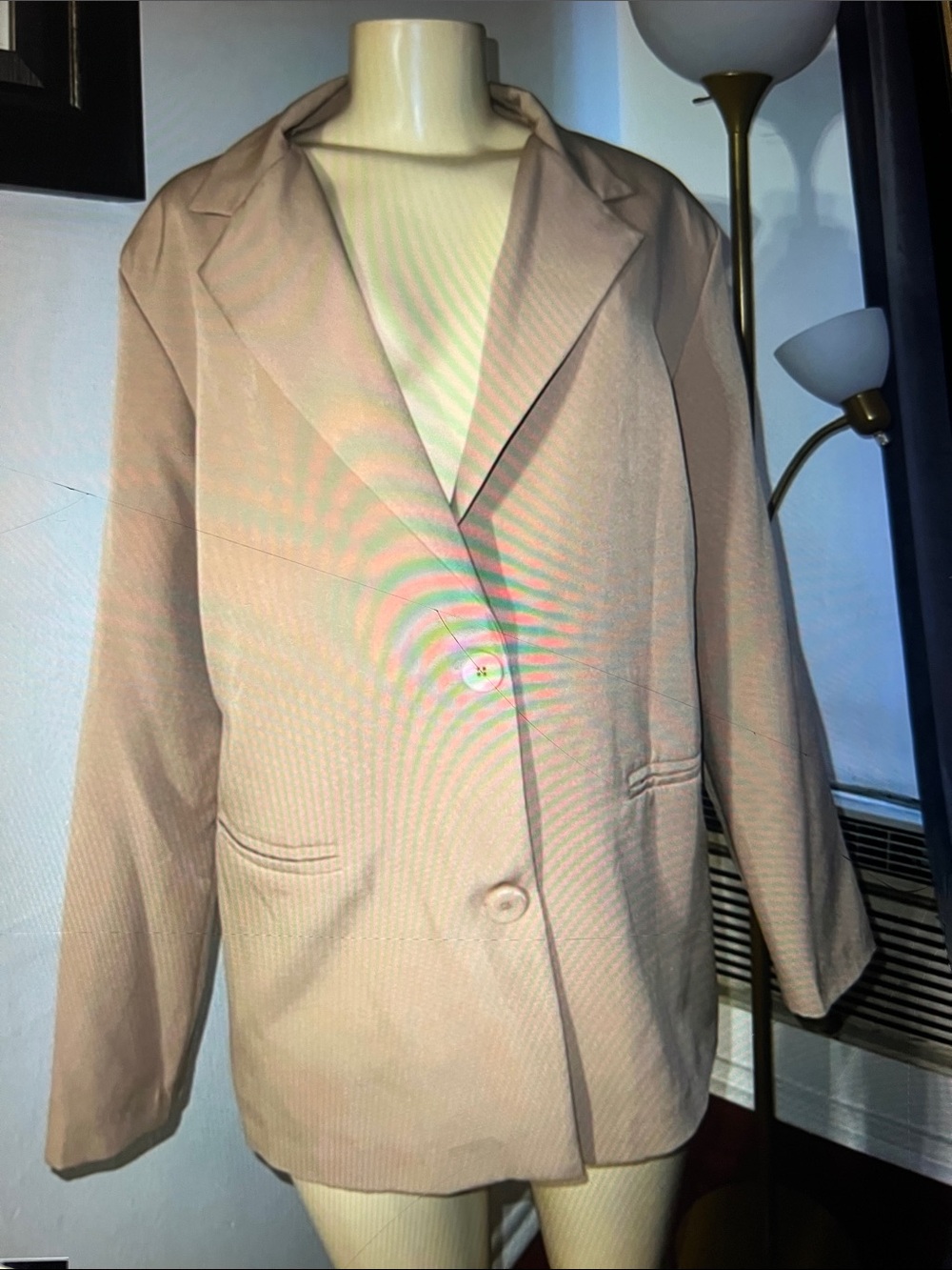 Boohoo Oversized Single-Button Blazer in Beige